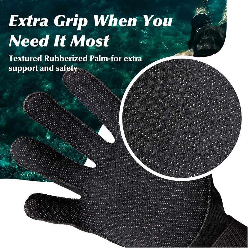 Yakevo Neoprene Glove, Wetsuit Gloves 3mm with Waist Strap for Scuba Diving Snorkeling Paddling Surfing Kayaking Canoeing Spearfishing Skiing and Water Sports, Wetsuit Glove for Men, Women - Image 5